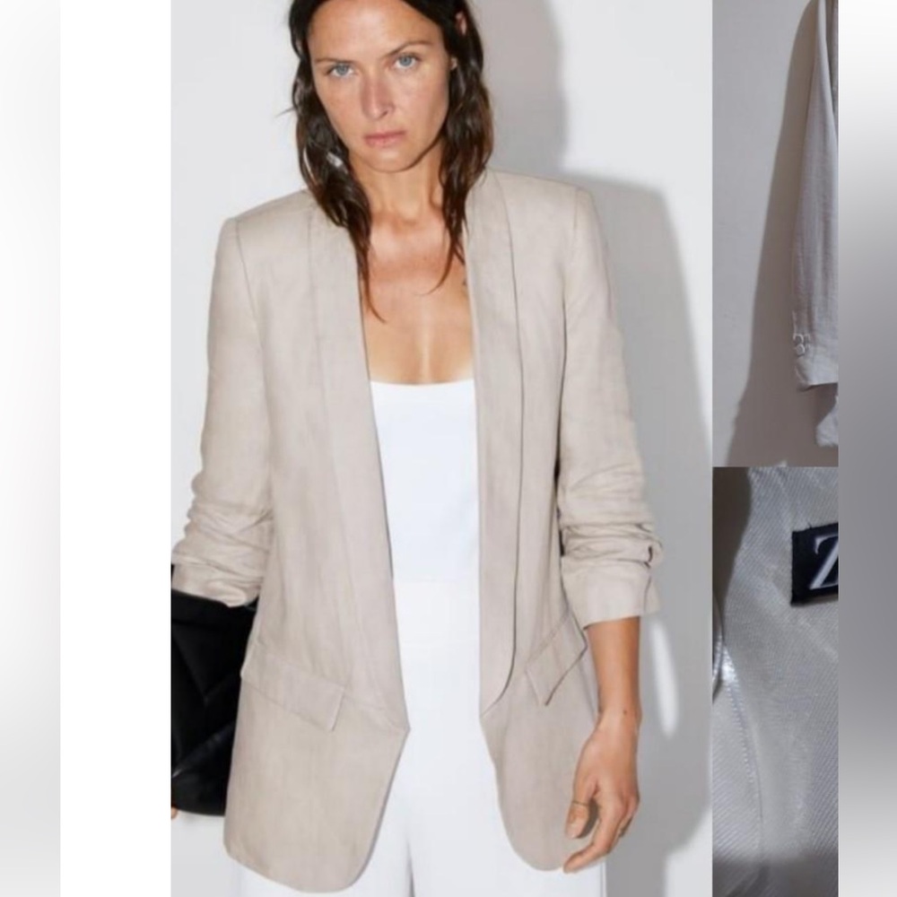 Zara blazer with ruched sleeve size small